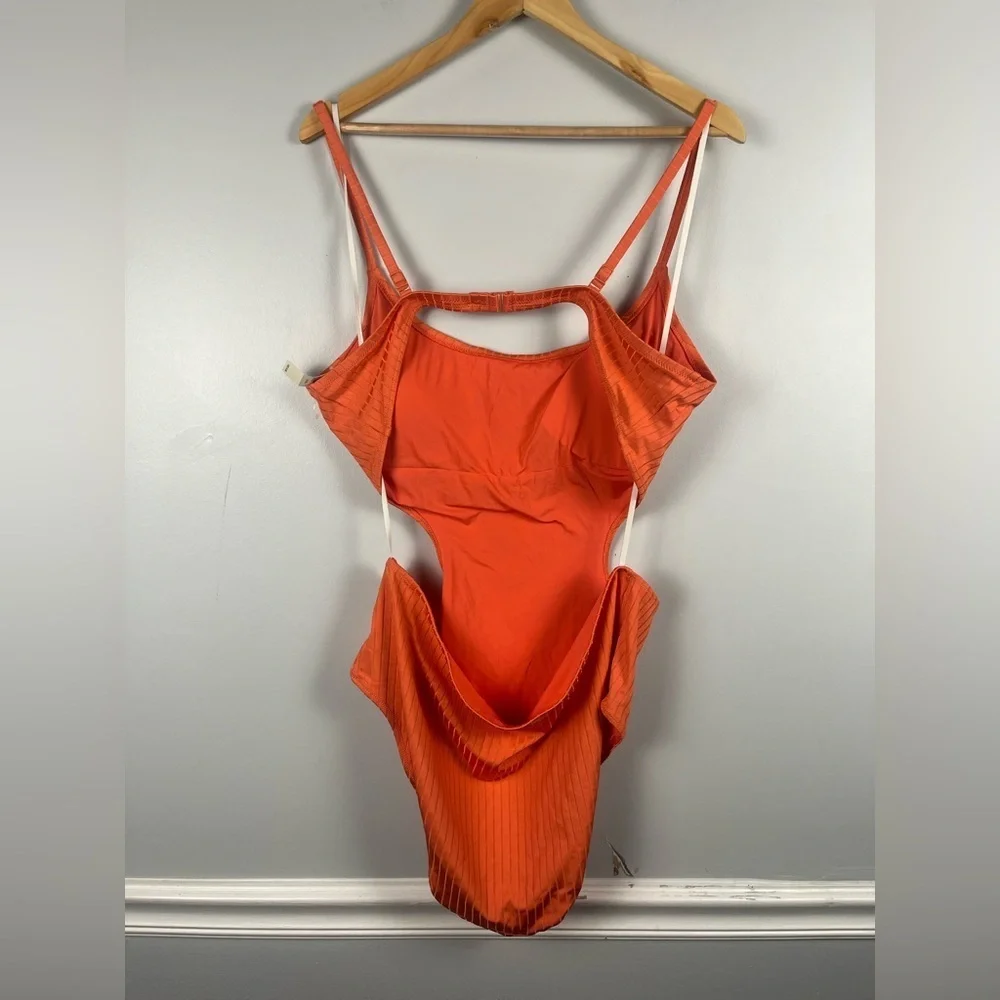 New aerie orange open back full coverage one piece swimsuit size xxl